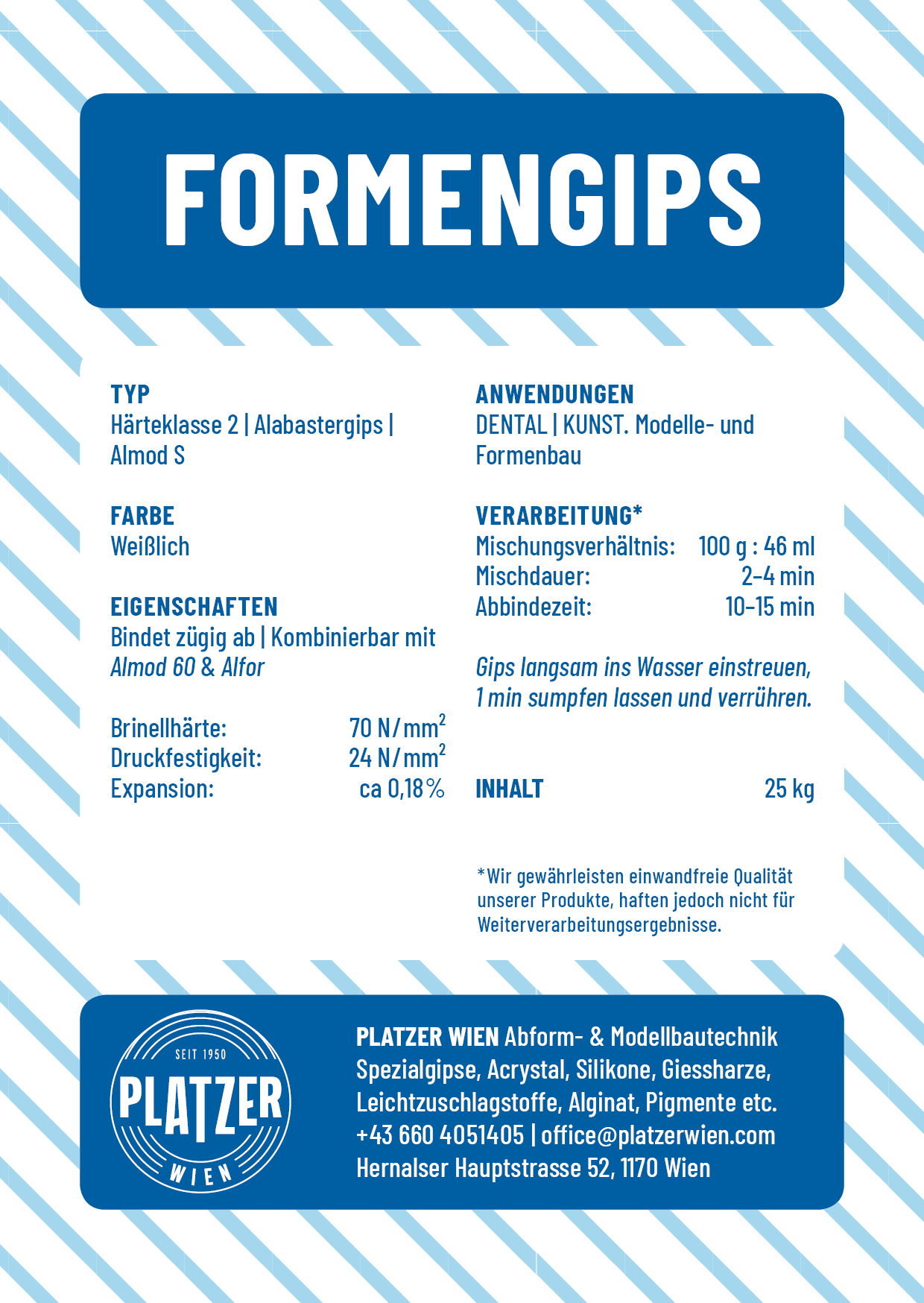 Formengips | Härteklasse 2 | ab €1,4/kg