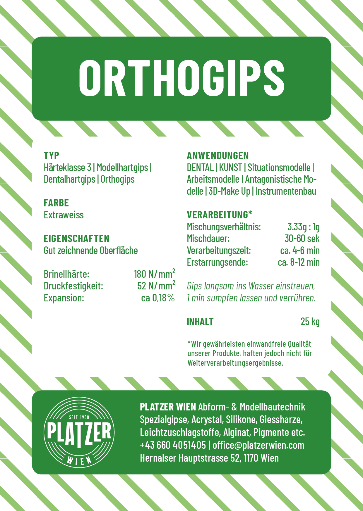 Orthogips | Dentalhartgips Klasse 3, weiß