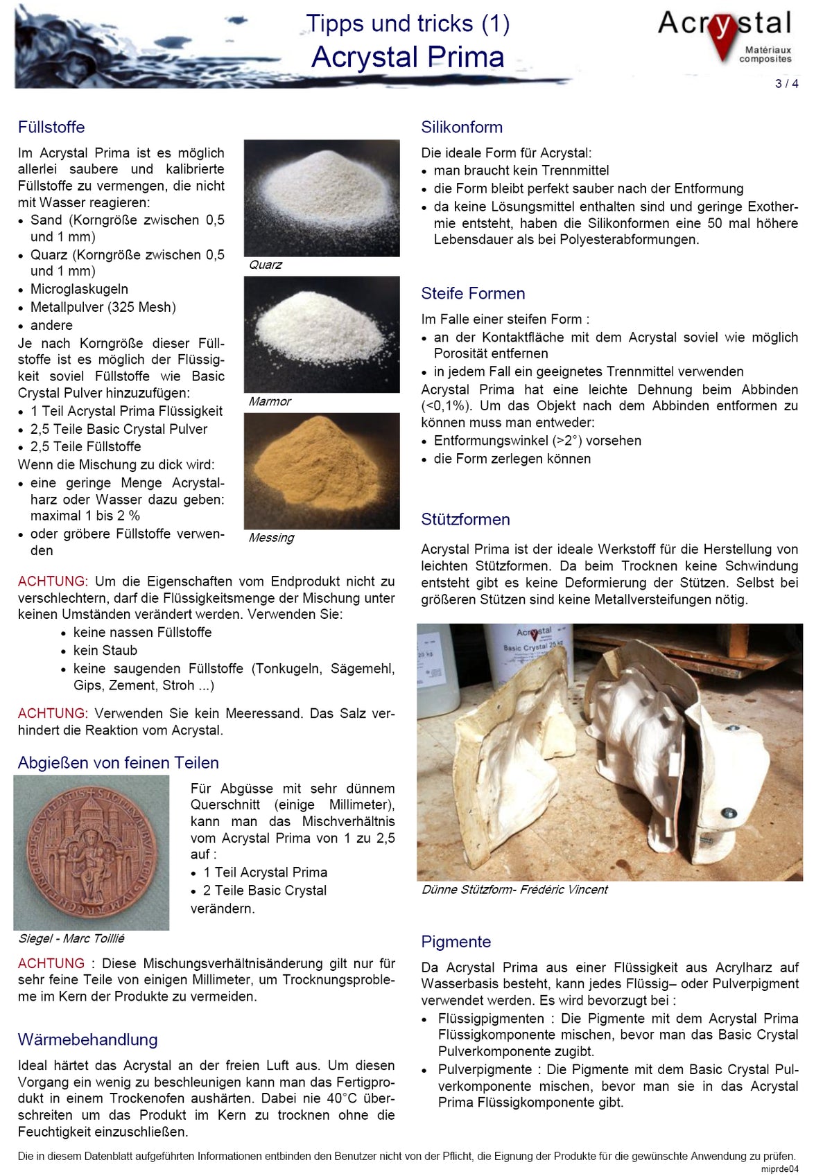 Acrystal Prima | mineralisches Laminier- und Gießsystem auf Wasserbasis