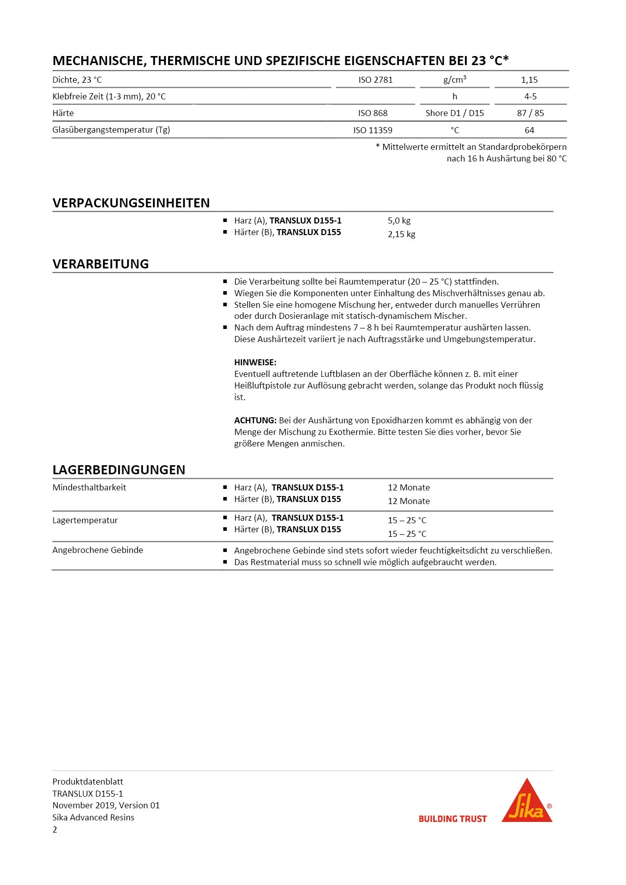Biresin Translux D155 (Harz + Härter) 7.15kg - für hochtransparente Oberflächenbeschichtung